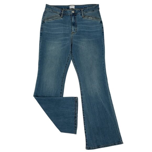 Time And Tru Womens Flared Denim Jeans Size 12 Short Cotton Blend Blue. - Picture 5 of 8
